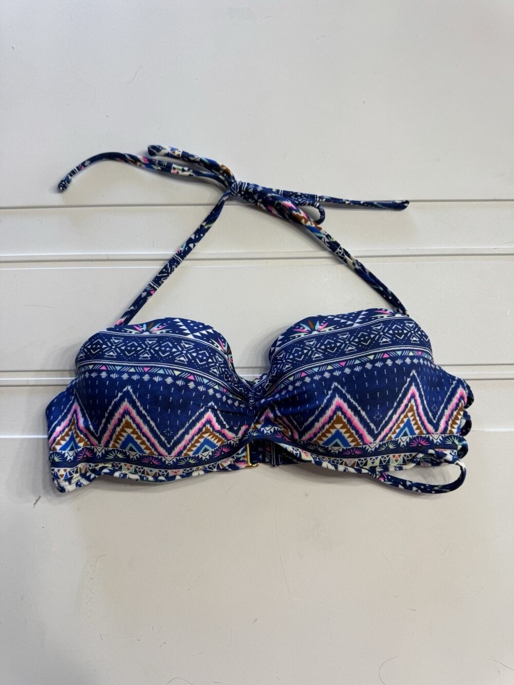 Endless Sun Womens Sz M Bikini Top Blue Tribal Aztec Beach